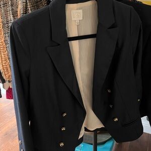 Anthropologie Black Blazer with Gold Buttons